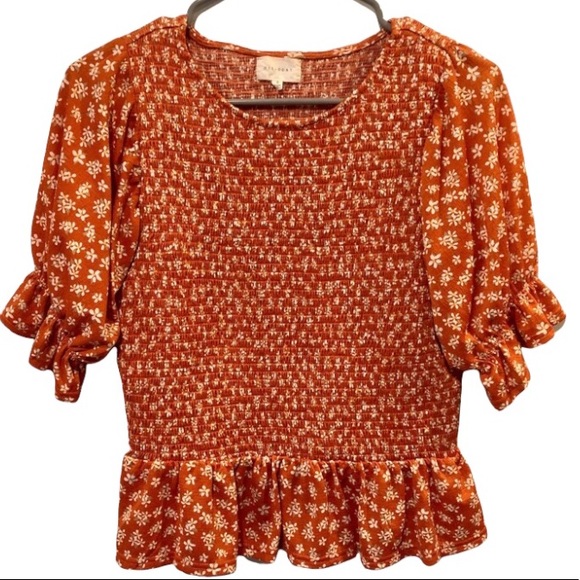 MELLODAY Tops - EUC Melloday Crop Top with Bodice Smocking